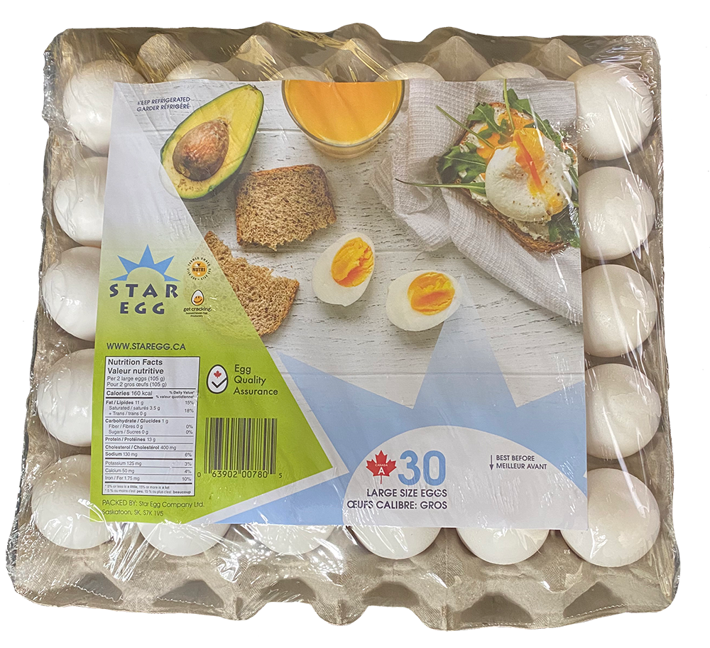 Star Egg Large 30 pk Overwrap Top View